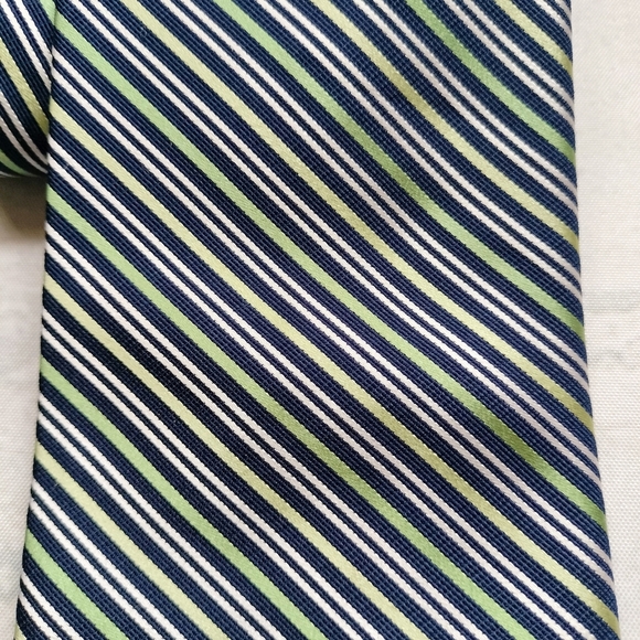Nautica Silk Necktie Tie Blue Gray Green Stripes Preppy Made in USA - Picture 2 of 7